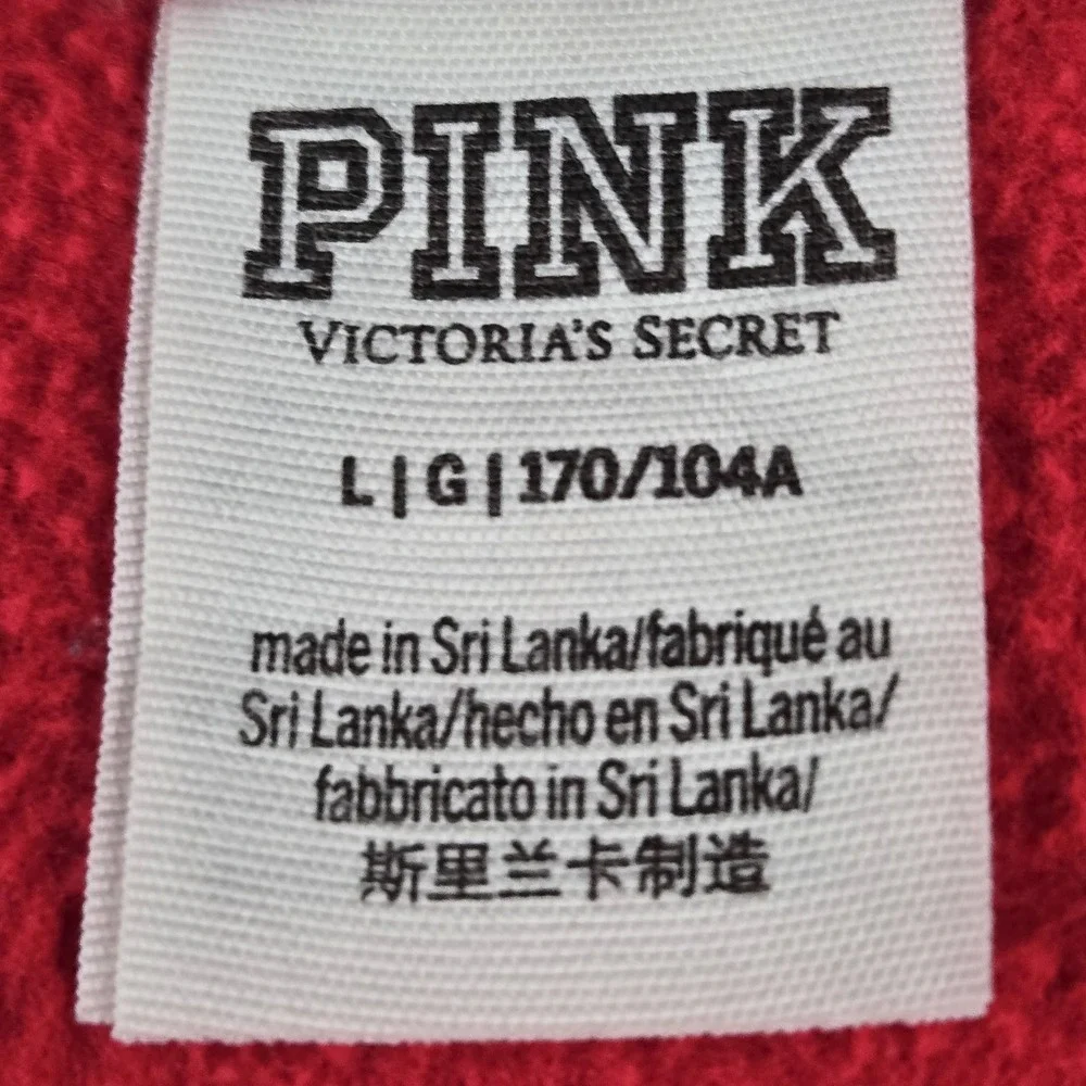 PINK Victoria's Secret Women Sweatshirt L Red Fleece Activewear Zipper‎ Long